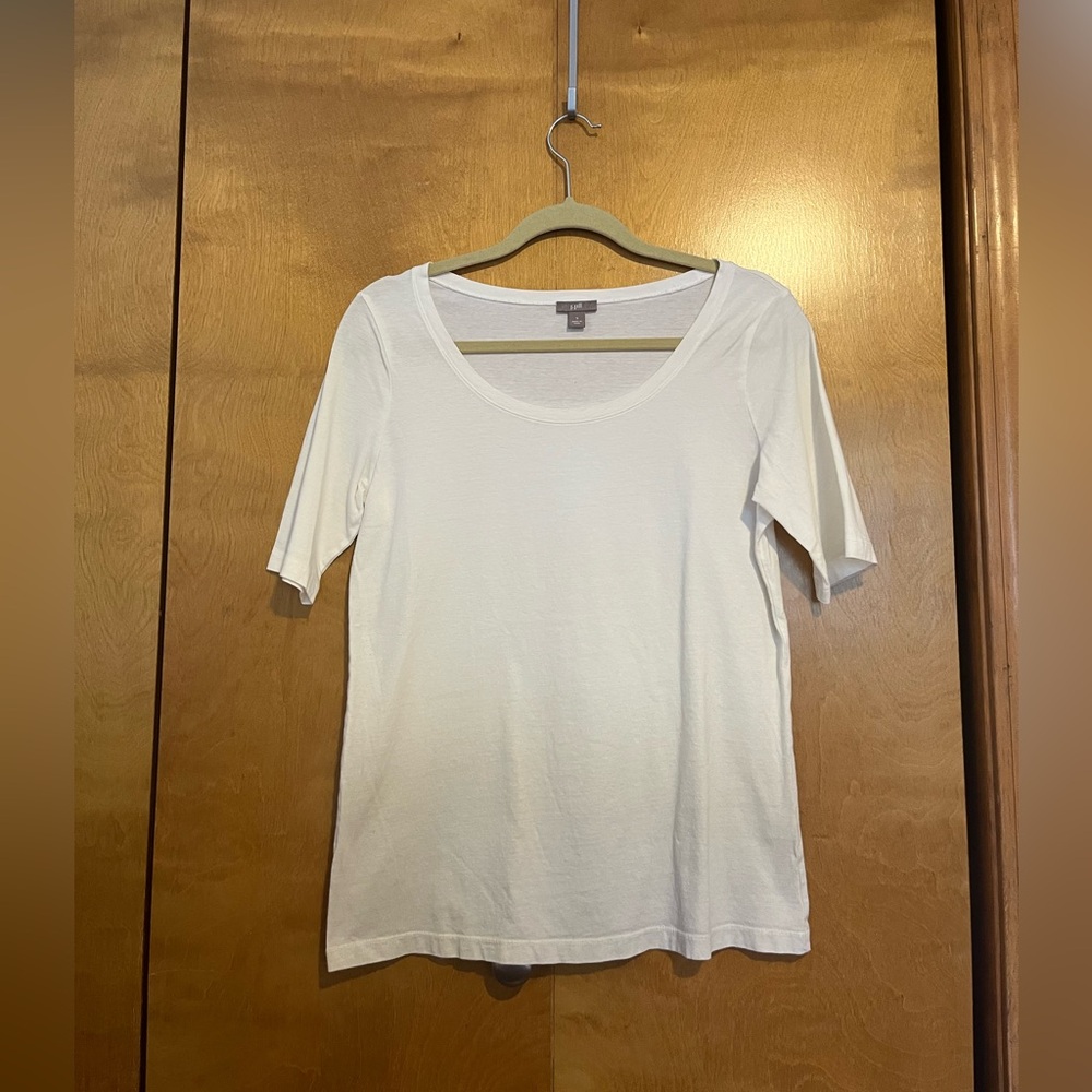 J.Jill Women's Dip Dye Cream/Tan 100% Cotton Tee Size Small